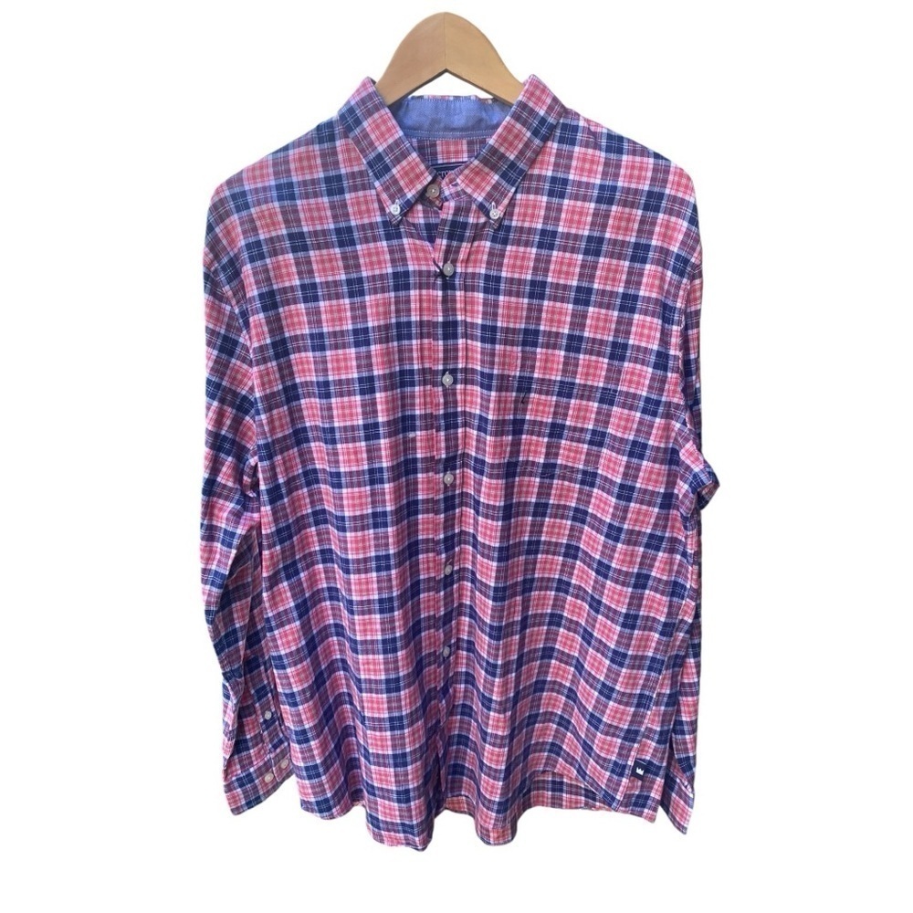 Crown & Ivy NWT Classic Fit Pink Blue Button Down Blouse I Size: L